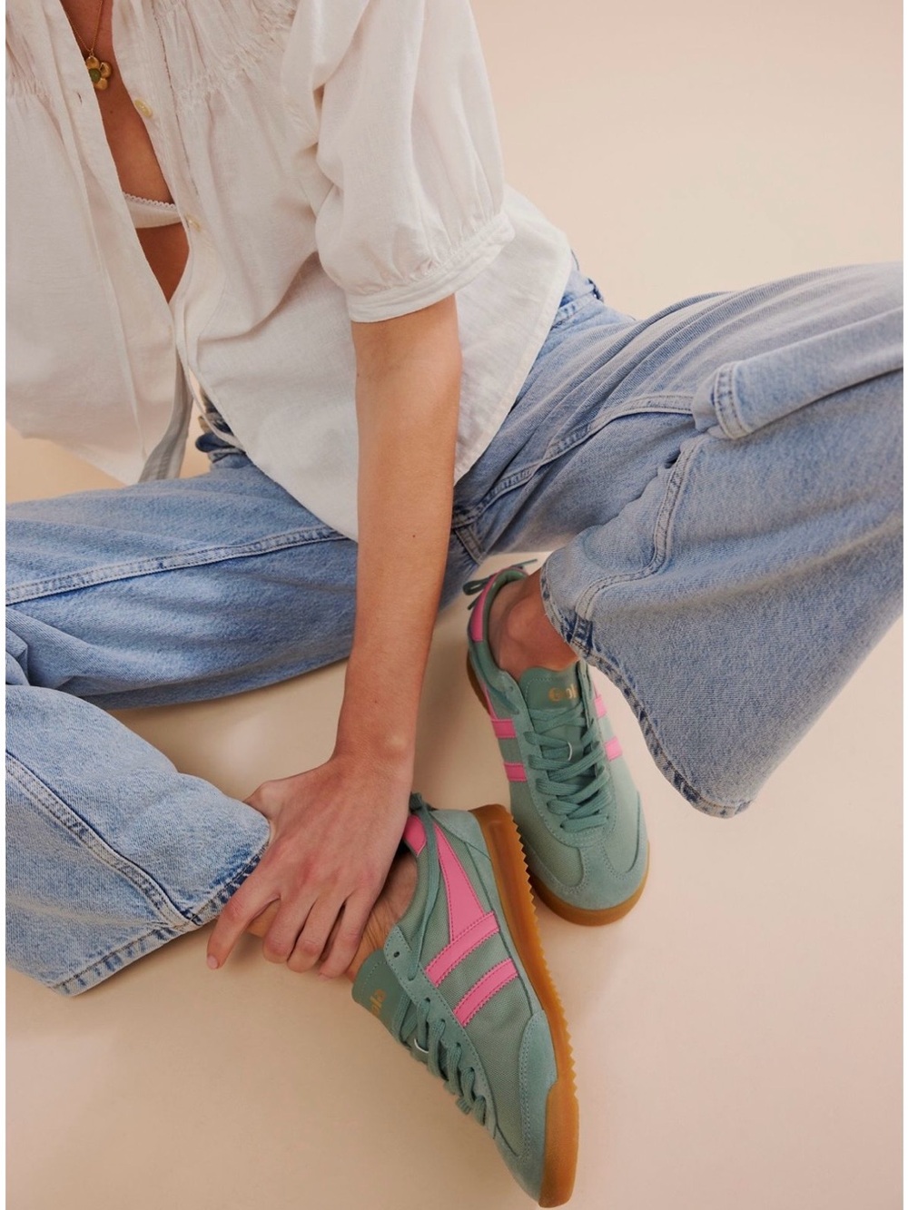 Gola Women's Mist Green and Pink Tornado Sneakers